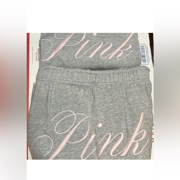 PINK Victoria's Secret Gray and Pink Sweatpants & MATCHING TEE - Picture 4 of 4